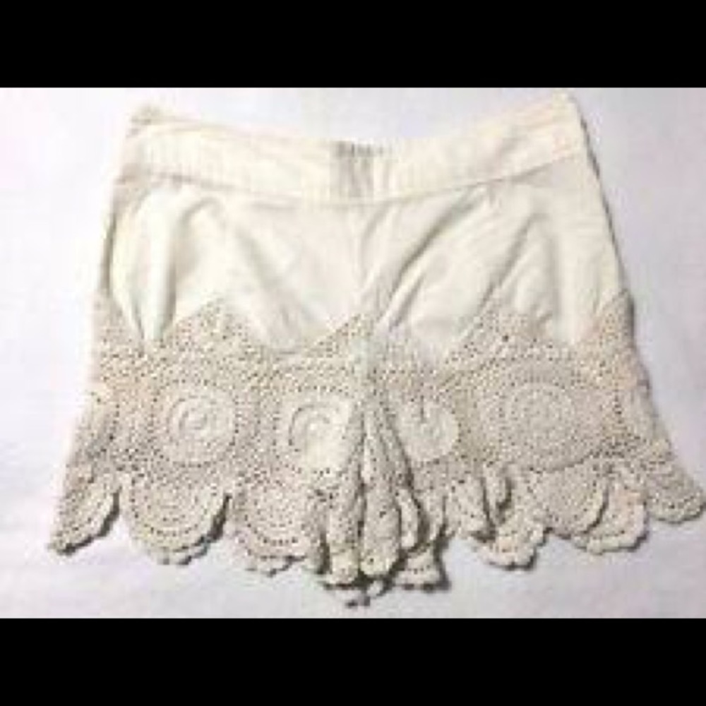 free people natural ivory crochet zip boho shorts